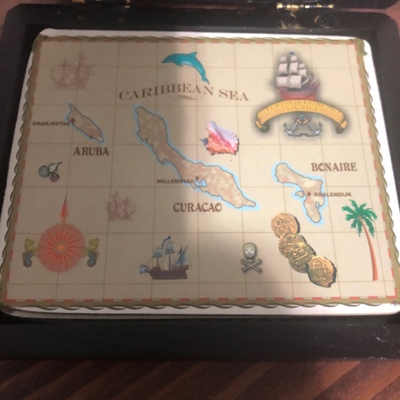 Caribbean Sea Coasters set of 6 and wooden box - Picture 3 of 5